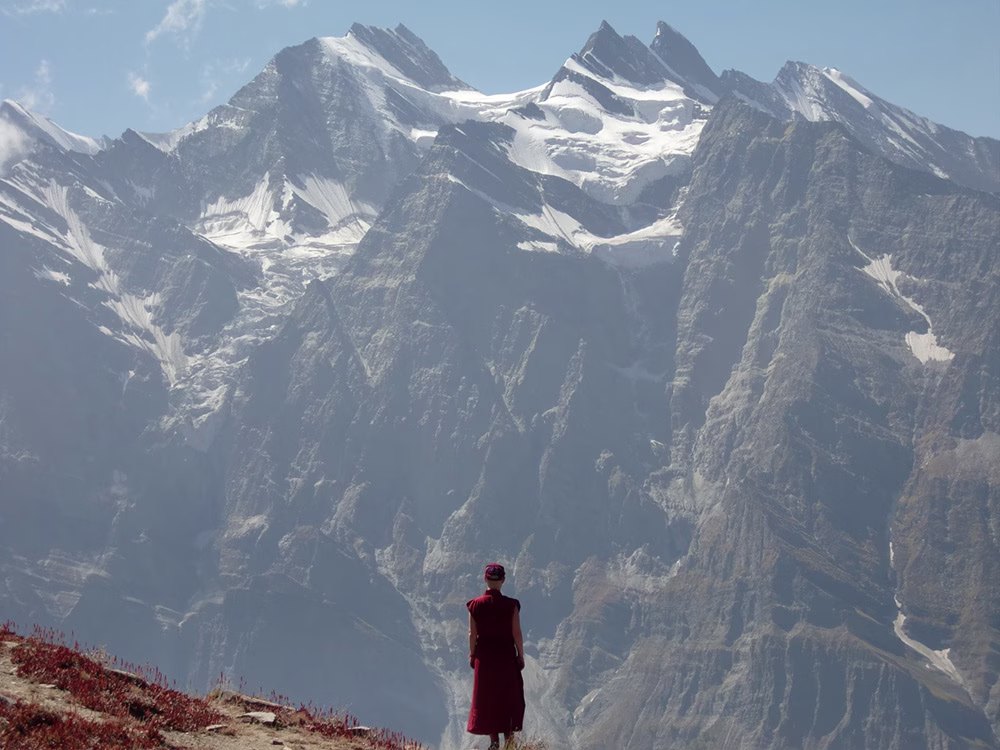 ... with the majestic mountains in front of us