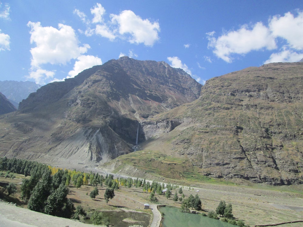 The Palden Lhamo waterfall near Sissu