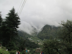Back home to the monsoon – the fog is rolling down the hills above Dharamkot and Tushita
